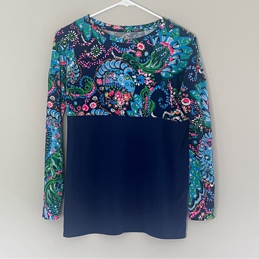 Lilly Pulitzer Finn Top Long Sleeve Multi Take Me To The Sea Size XS